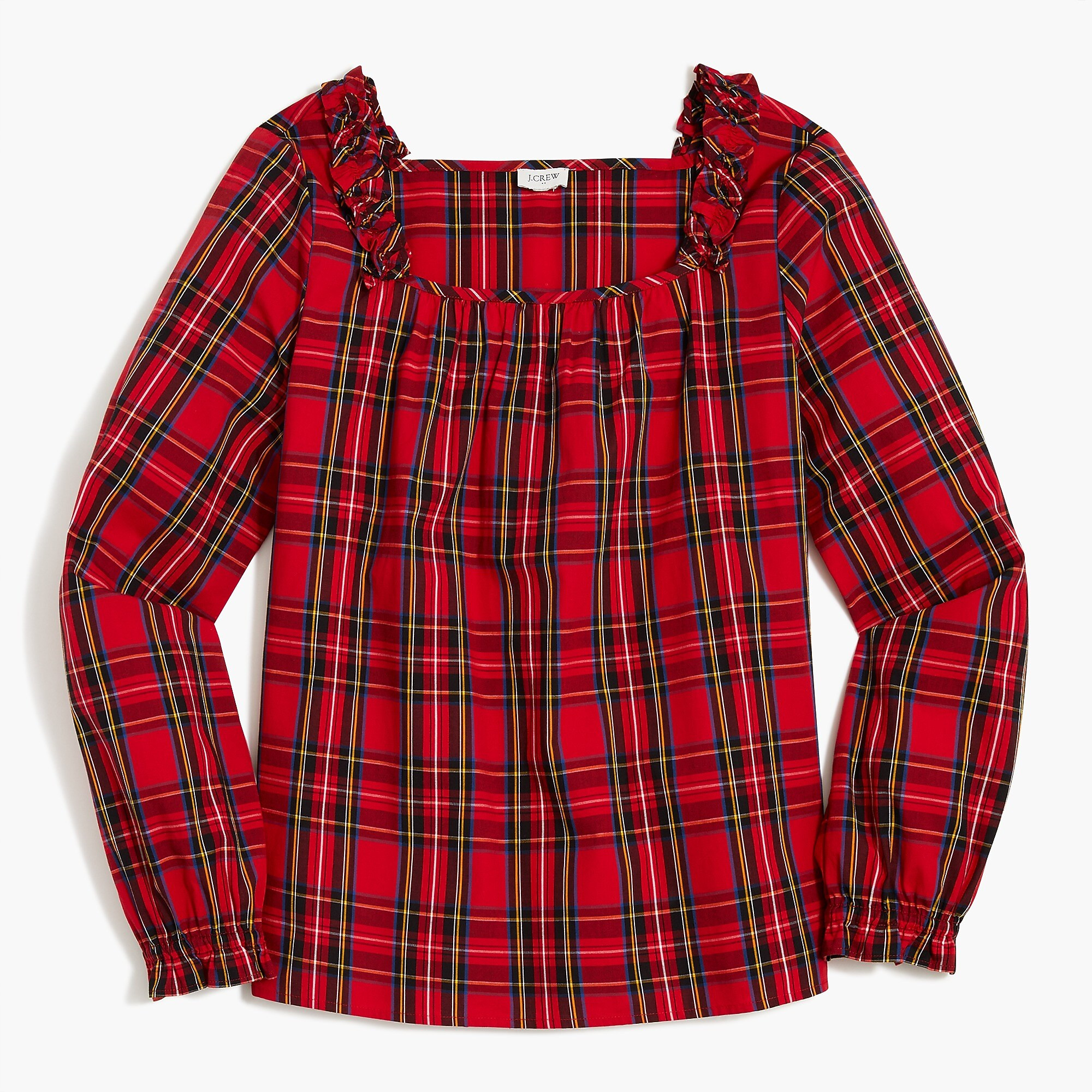 Cotton poplin squareneck ruffle top | J.Crew Factory