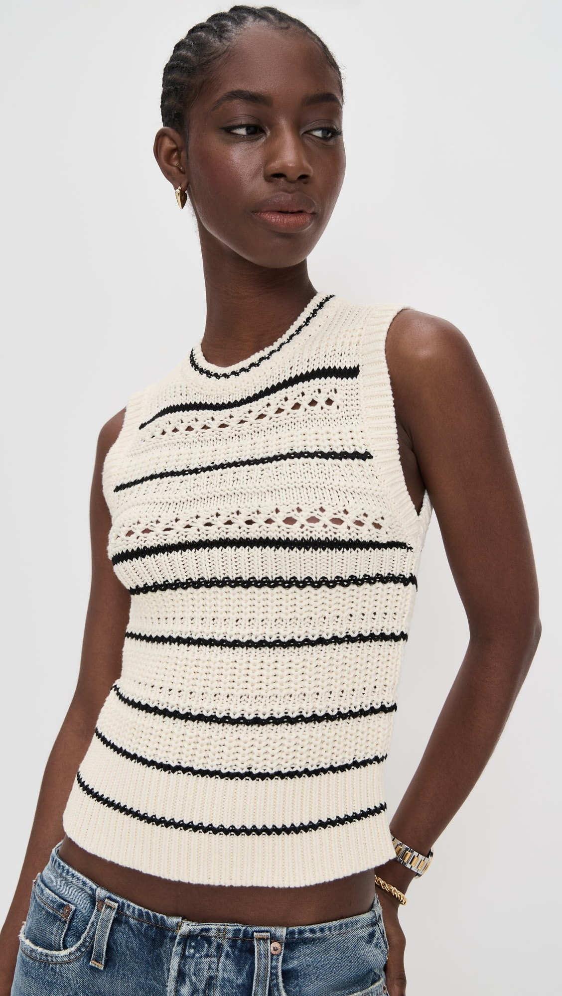 Striped Sweater Vest in 100% Cotton | Shopbop