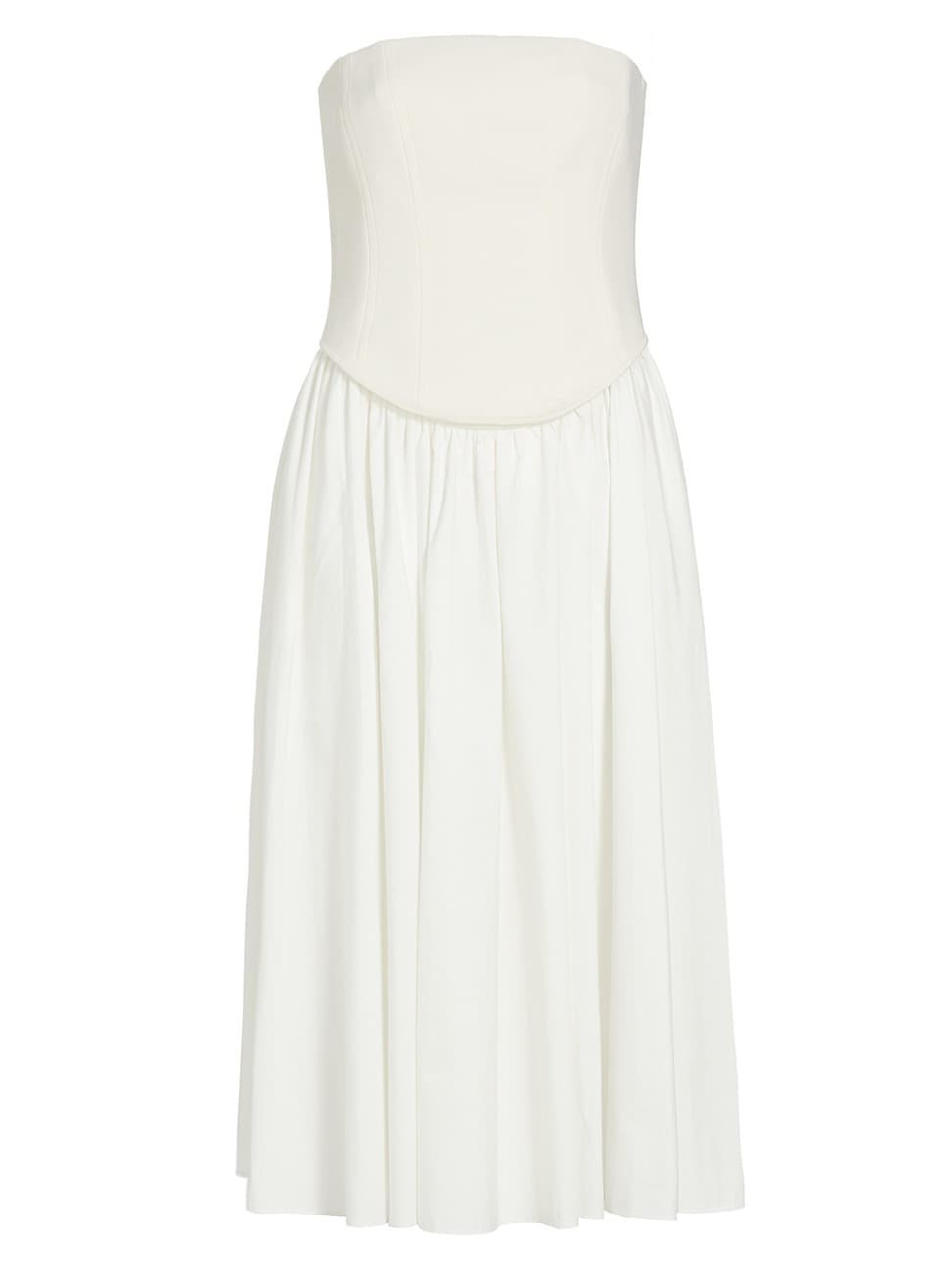 Women's Melody Corset Cotton-Blend Midi-Dress - Ivory - Size 12 | Saks Fifth Avenue