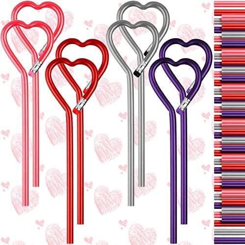 60 Pieces Valentine's Day Heart Shape Pencils Wooden Note Pencils Assorted Colorful Heart Pencils... | Amazon (US)
