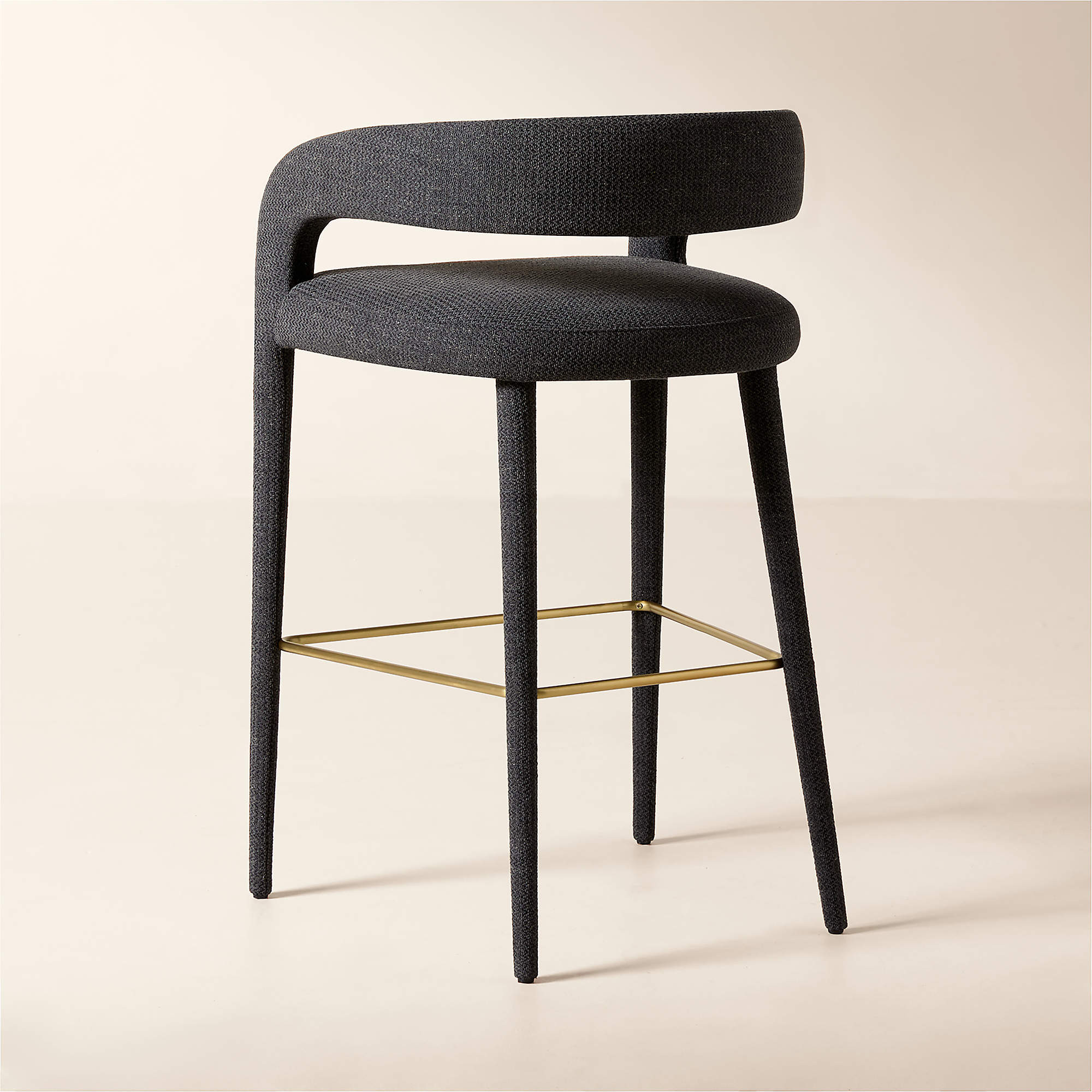 Lisette Upholstered Charcoal Performance Fabric Bar Stool + Reviews | CB2 | CB2