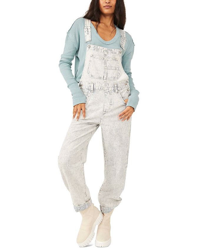 Free People Ziggy Cotton Railroad Denim Overalls & Reviews - Jeans - Women - Macy's | Macys (US)