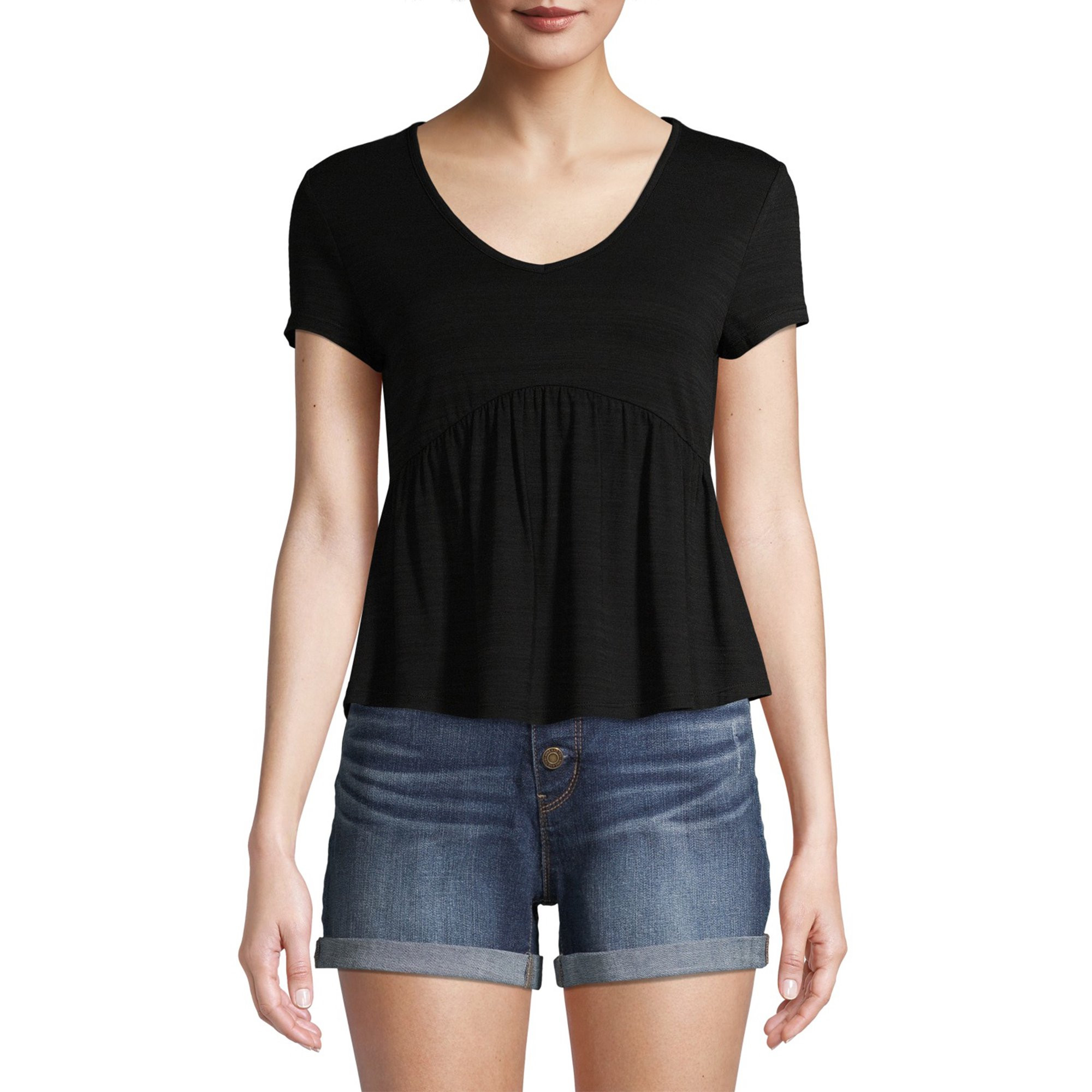 No Boundaries Juniors' V-Neck Peplum Top | Walmart (US)