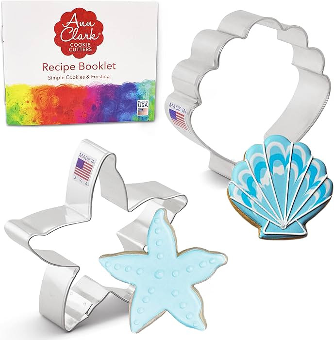 Summer Beach Cookie Cutters 2-Pc. Set Made in USA by Ann Clark, Starfish and Seashell | Amazon (US)