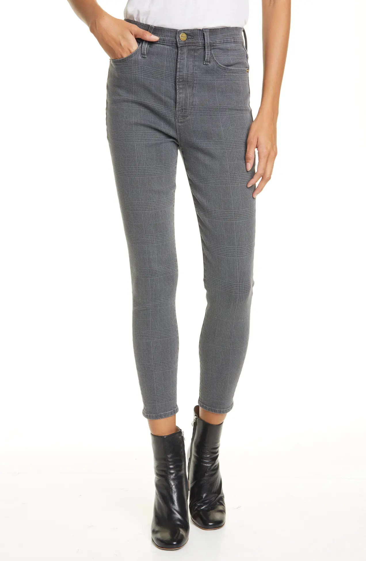 FRAME | Ali High Waist Plaid Crop Skinny Jeans | Nordstrom Rack | Nordstrom Rack