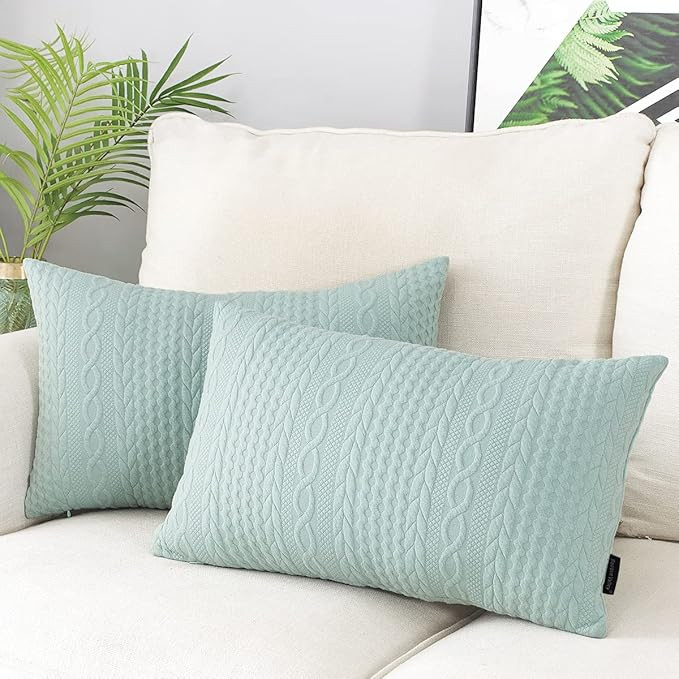 Booque Valley Rectangular Throw Pillow Covers, Pack of 2 Super Soft Elegant Modern Knit Lumber Li... | Amazon (US)