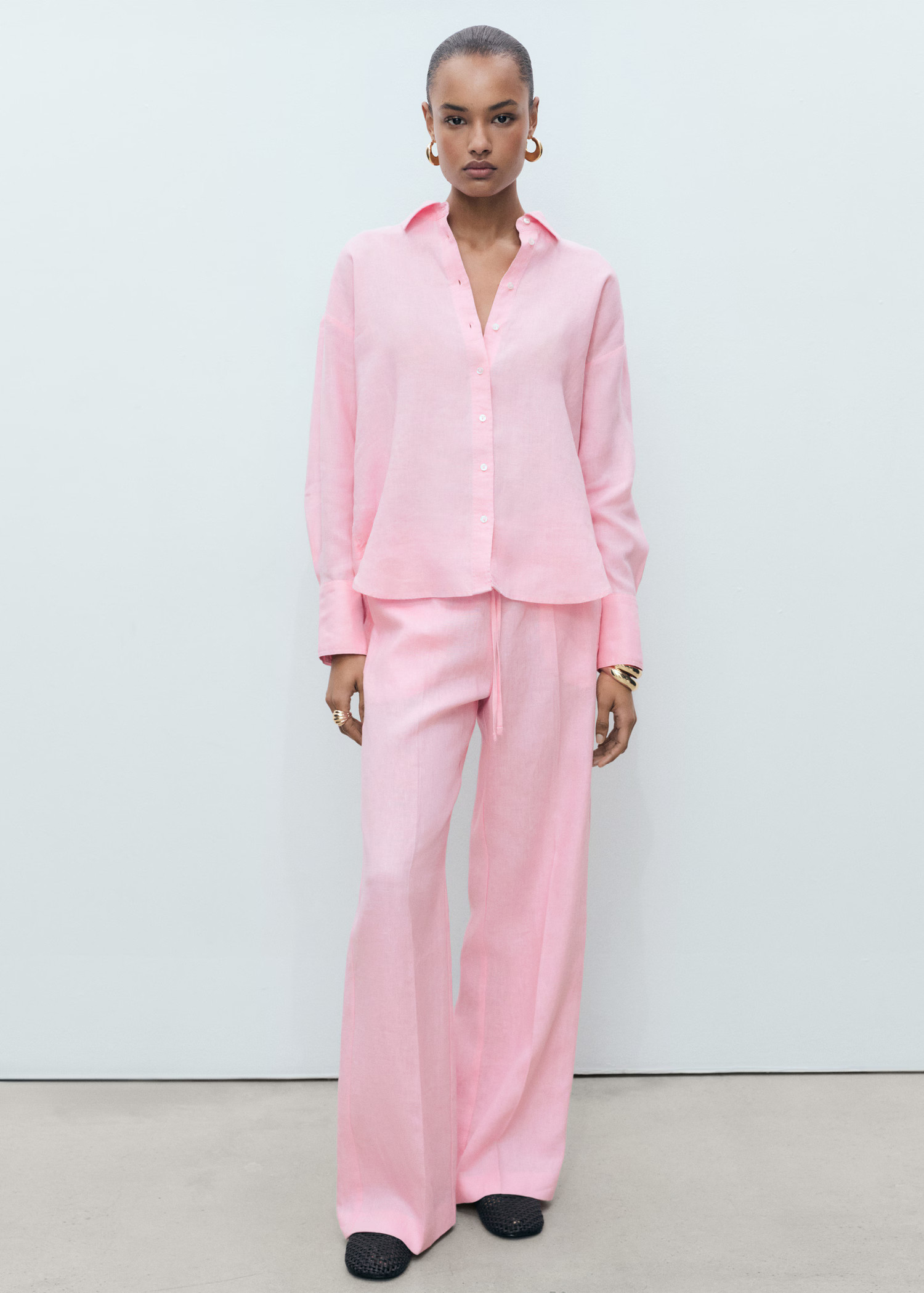 Linen oversized shirt - Women | MANGO United Kingdom | MANGO (UK)