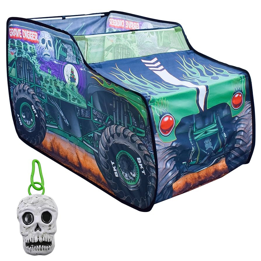 Monster Jam Grave Digger Pop Up Tent – Monster Truck Playhouse for Kids | Removable Skull Key F... | Amazon (US)