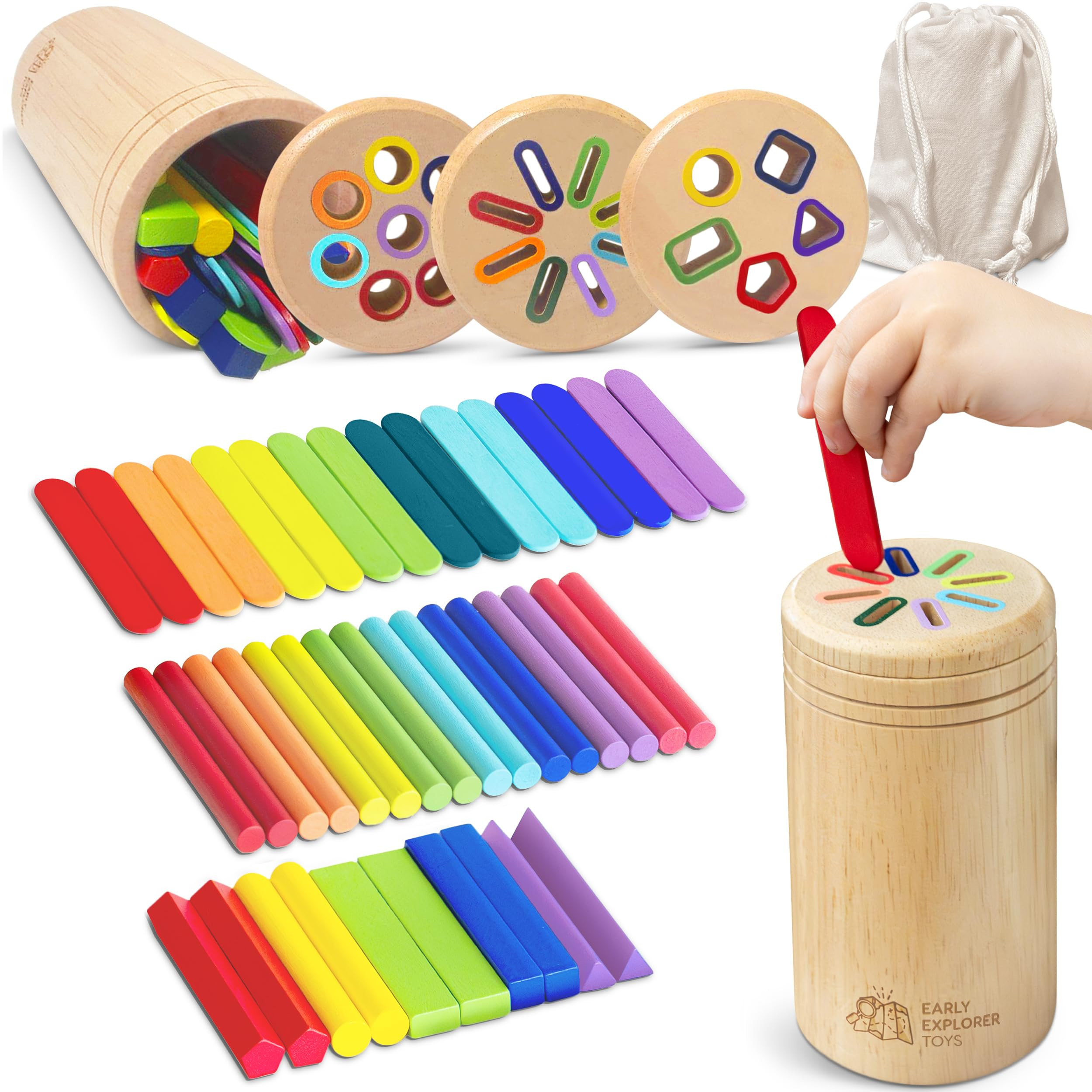 Wooden Montessori Baby Toddler Toys: 3 in 1 Learning Fine Motor Skills Juguetes, Educational Color Sorting Fidget Sensory Toys for Toddlers Boys Girls Gifts Object Permanence Cause and Effect | Amazon (US)