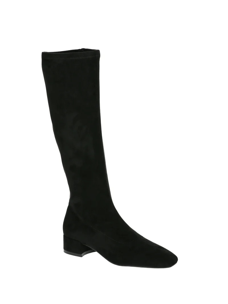 Scoop Women's Faux Suede Knee High Stretch Block Heel Boots (Wide Width Available) | Walmart (US)