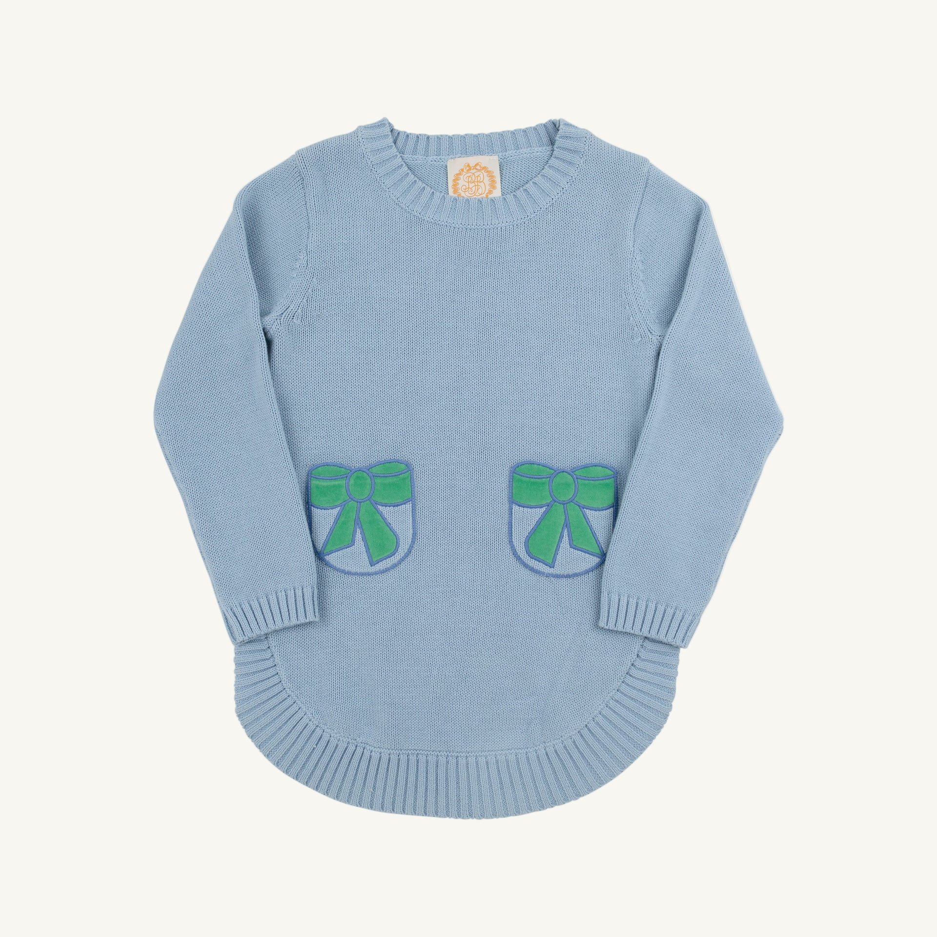 Terrell Tunic - Barrington Blue with Kiawah Kelly Green Velveteen Bows | The Beaufort Bonnet Company