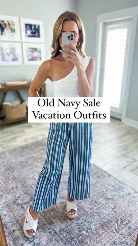 Old navy vacation outfits. 40% off your purchase. Old Navy dresses. Spring dresses. Spring outfits. Floral jumpsuit. Linen pants. Resort wear. T-shirt dress. Midi dress. 

*Wearing XS regular in first dress and XSP in everything else. 

#LTKstyletip #LTKunder50 #LTKtravel