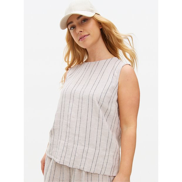 Neutral Linen Blend Co-ord Shell Top 10 | Tu Clothing