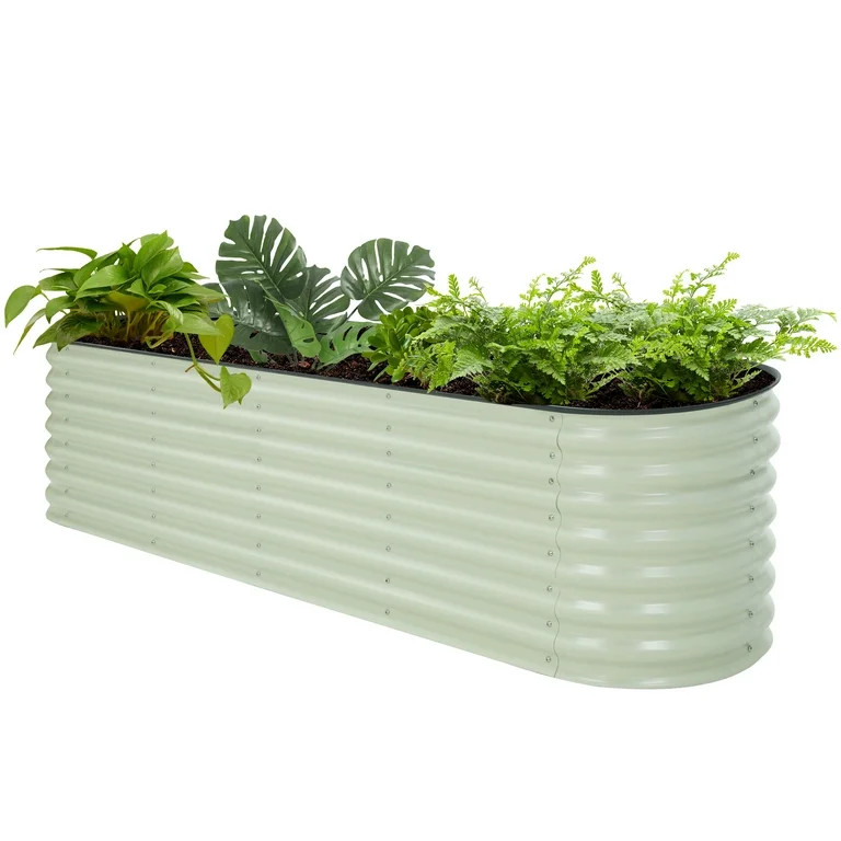 VEIKOUS Metal Garden Bed, 8' x 2' x 2' Galvanized 9 in 1 Modular Garden Planter Box Kit, Beige | Walmart (US)