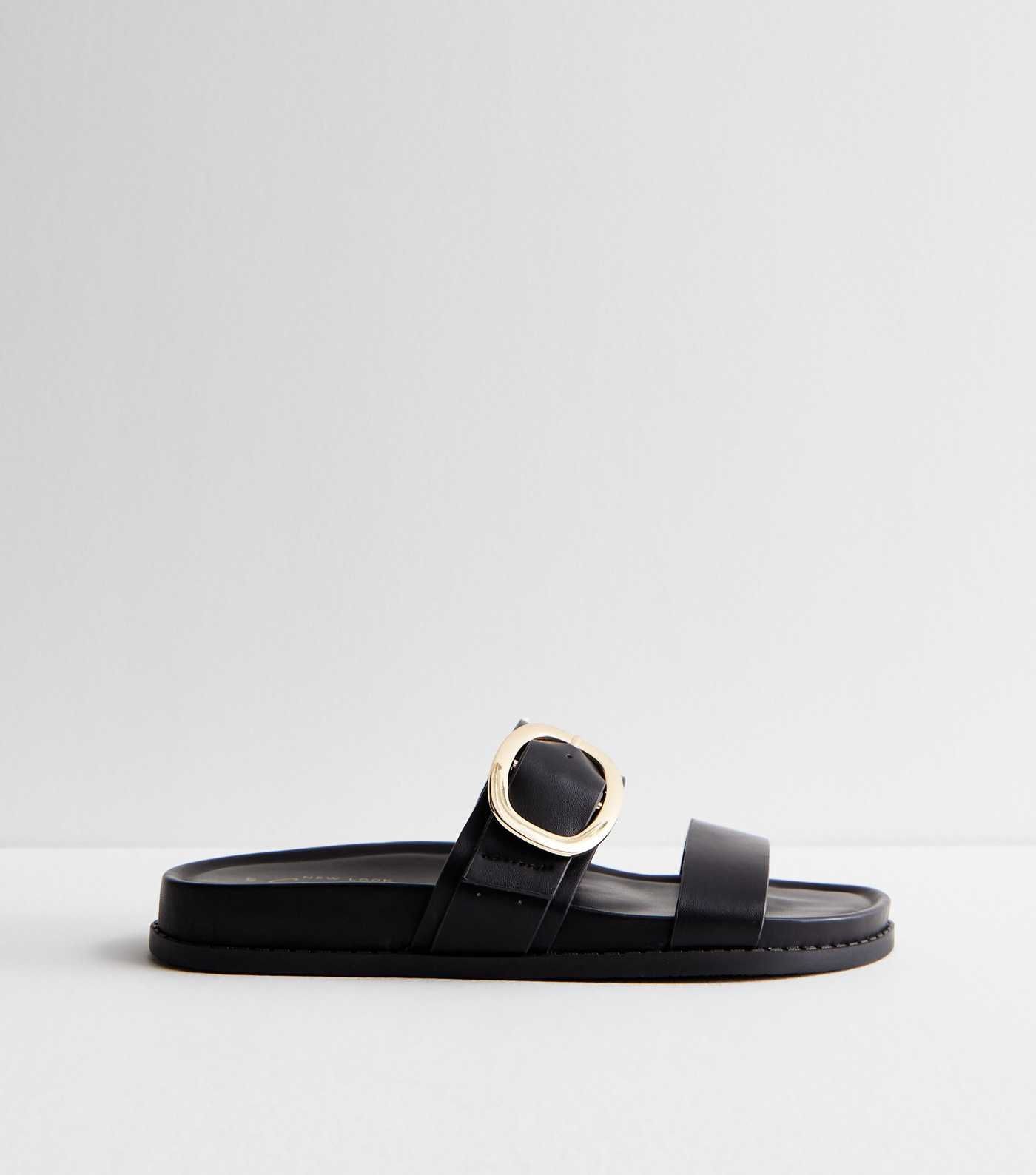 Black Buckle Double Strap Sandals | New Look | New Look (UK)