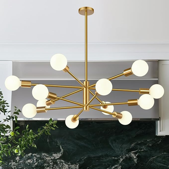 11"-52" Height Adjustable Modern Chandelier Ceiling Light Fixture, 12-Light Sputnik Chandeliers B... | Amazon (US)