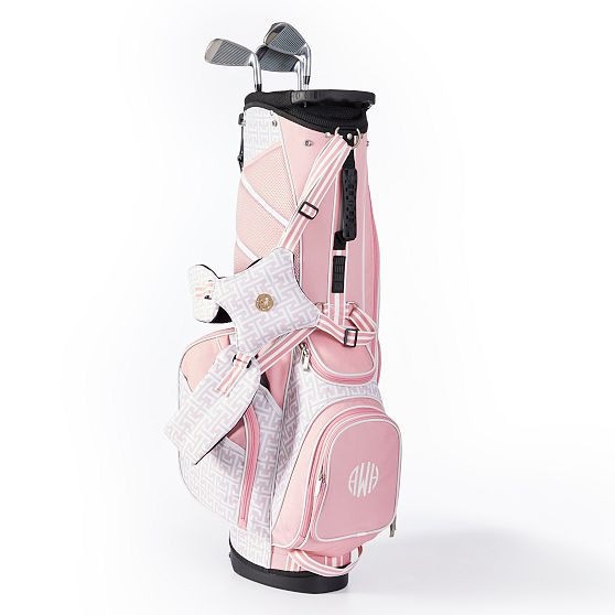 Mark & Graham x Spartina Golf Bag, Light Pink Geo-Pink | Mark and Graham