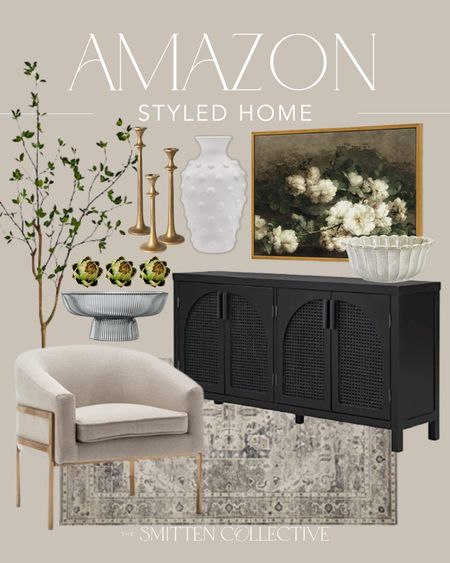 Amazon home finds featuring the designer inspired black sideboard similar to mine, Anthropologie inspired vase and best selling artichokes!

dining arm chairs, Loloi rug on sale, faux tree, decor for less, Minka inspired vase, floral art, fluted bowl

#LTKhome #LTKsalealert #LTKstyletip
