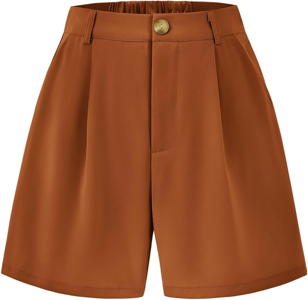 KIRUNDO Women's Shorts 2024 Trendy Summer Dressy Elastic High Waisted Pleated Business Casual Wor... | Amazon (US)