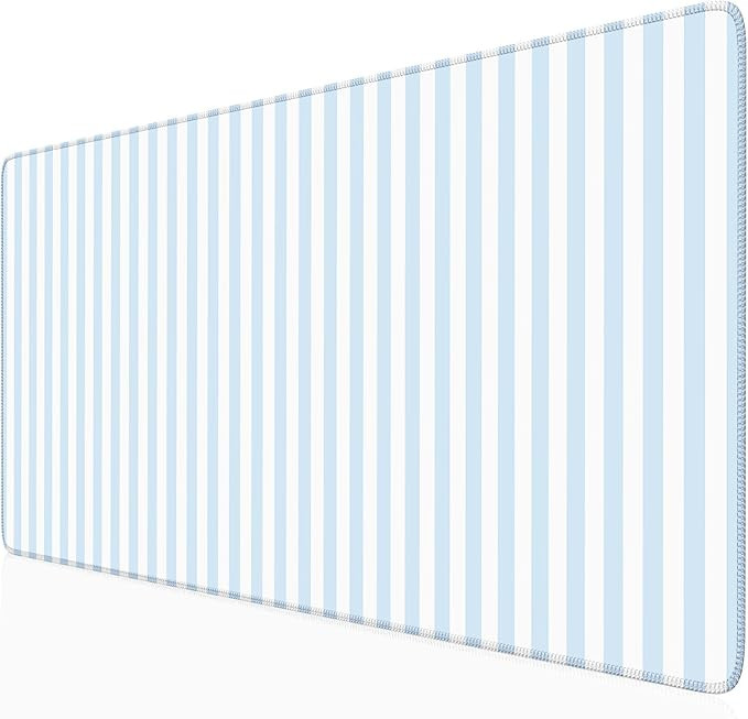 Blue Striped Desk Mat Cute Pastel XXL Large Gaming Mouse Pad Desk Pad Kawaii Aesthetic Home Offic... | Amazon (US)