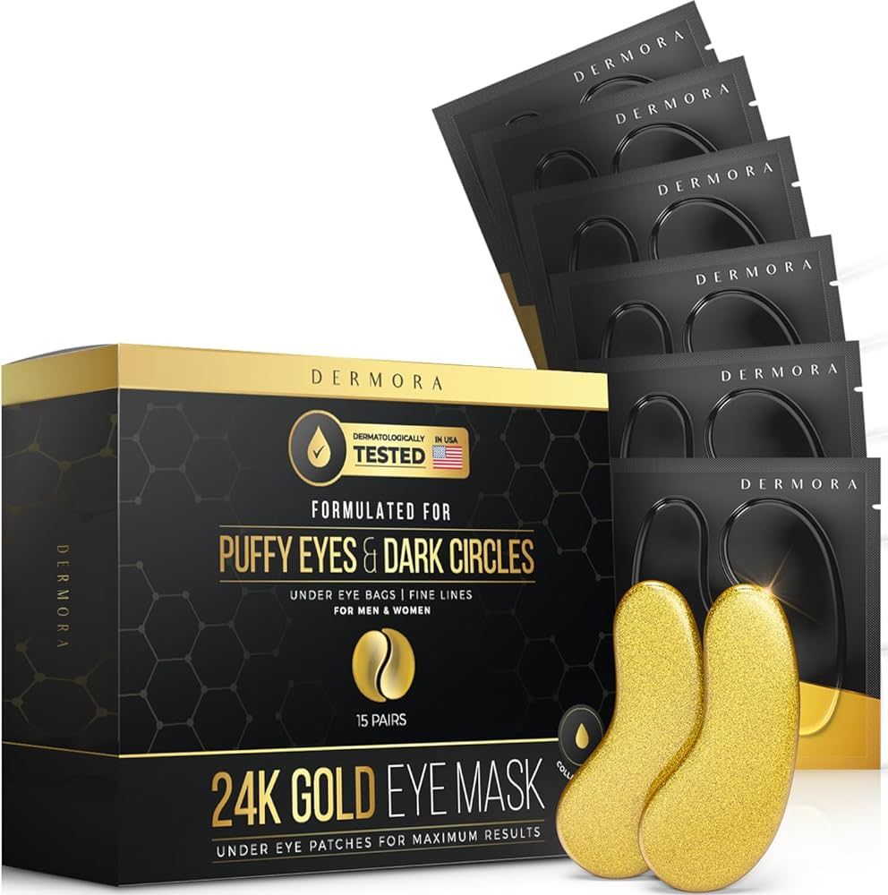 DERMORA Golden Glow Under Eye Patches (15 Pairs Eye Gels) - Rejuvenating Treatment for Dark Circl... | Amazon (US)