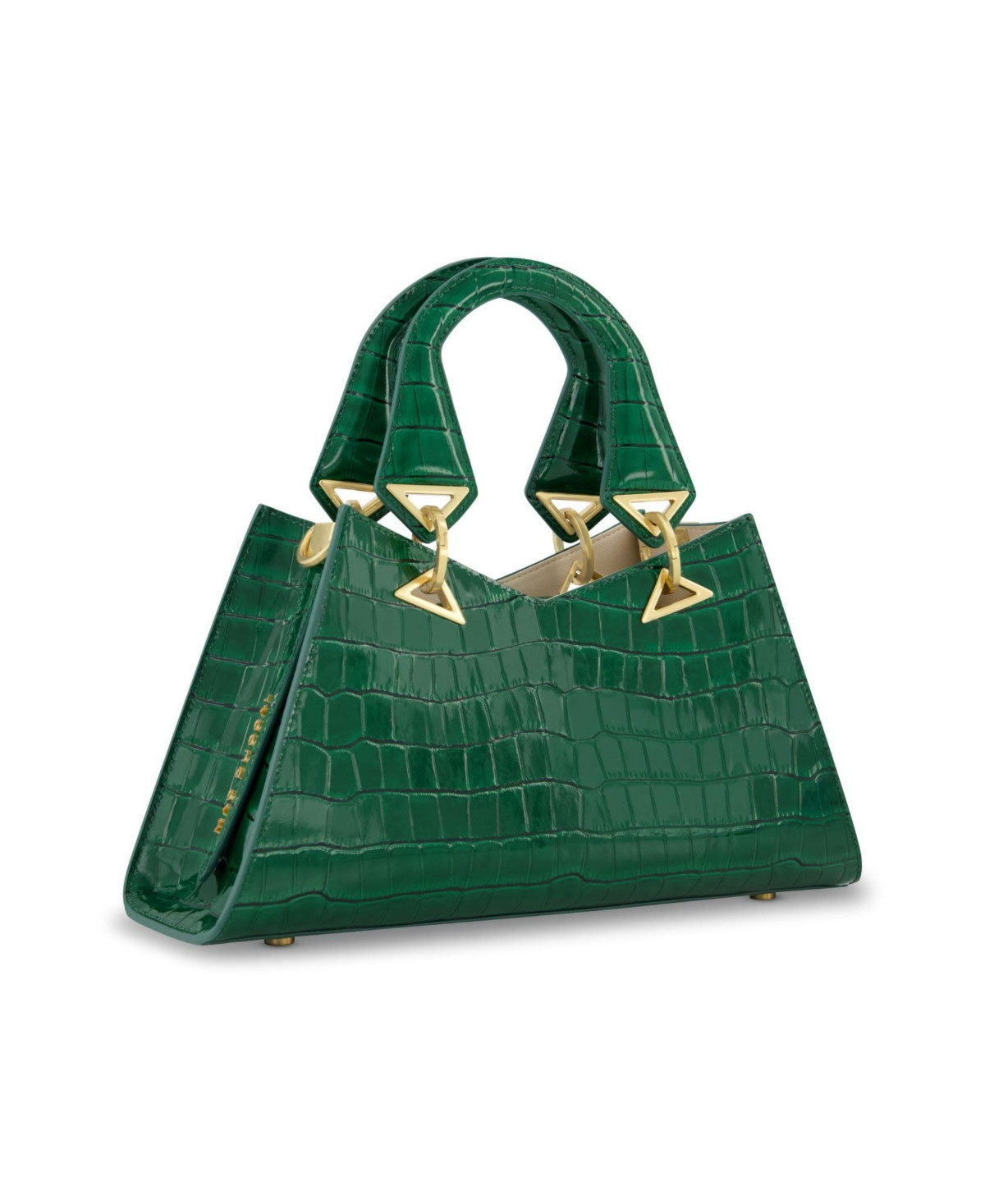 Mac Duggal Gold Plated Hardware Crocodile Embossed Leather Handbag - Deep green | Macy's