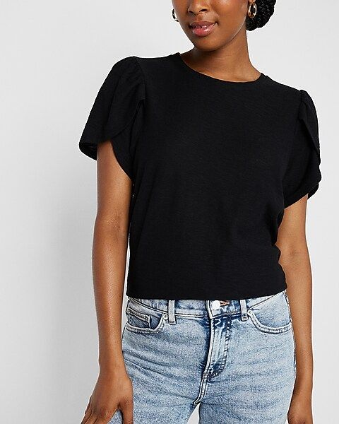 Skimming Slub Tulip Sleeve Tee | Express