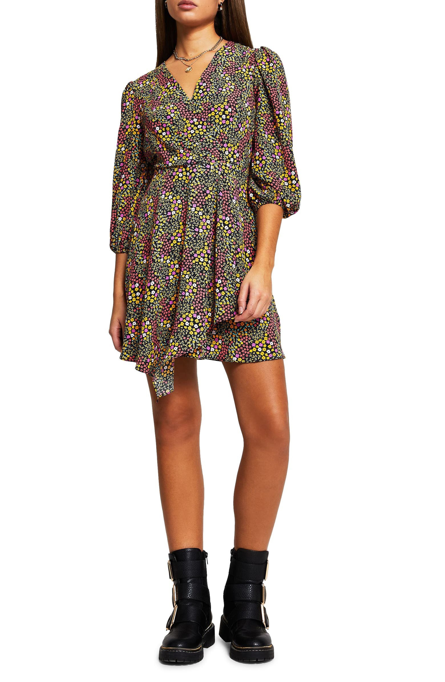 Floral Print Wrap Minidress | Nordstrom