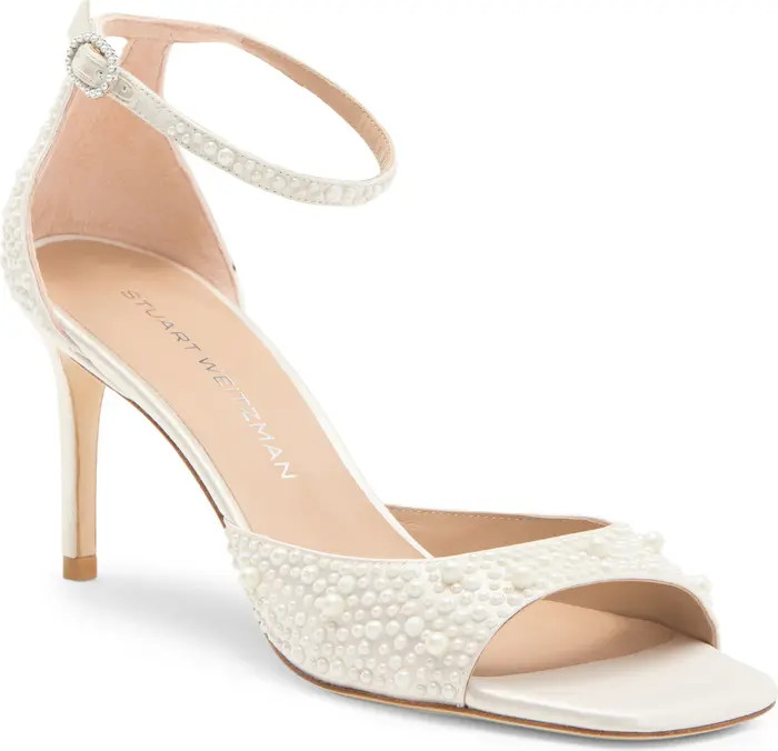 Stuart Weitzman Bliss Imitation Pearl Ankle Strap Sandal (Women) | Nordstrom | Nordstrom