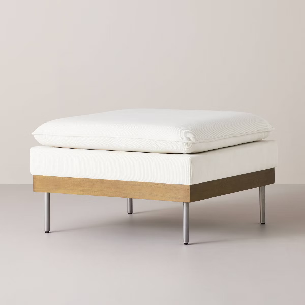 Corduroy Modular Sofa Ottoman - Cream - Hearth & Hand™ with Magnolia: Pine Frame, Metal Legs, S... | Target