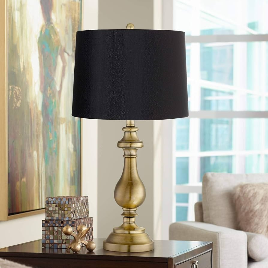 Regency Hill Fairlee Traditional Candlestick Style Table Lamp 26" High Antique Brass Gold Metal B... | Amazon (US)