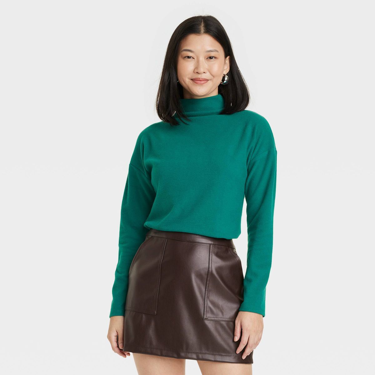 Women's Long Sleeve Mock Turtleneck T-Shirt - A New Day™ | Target