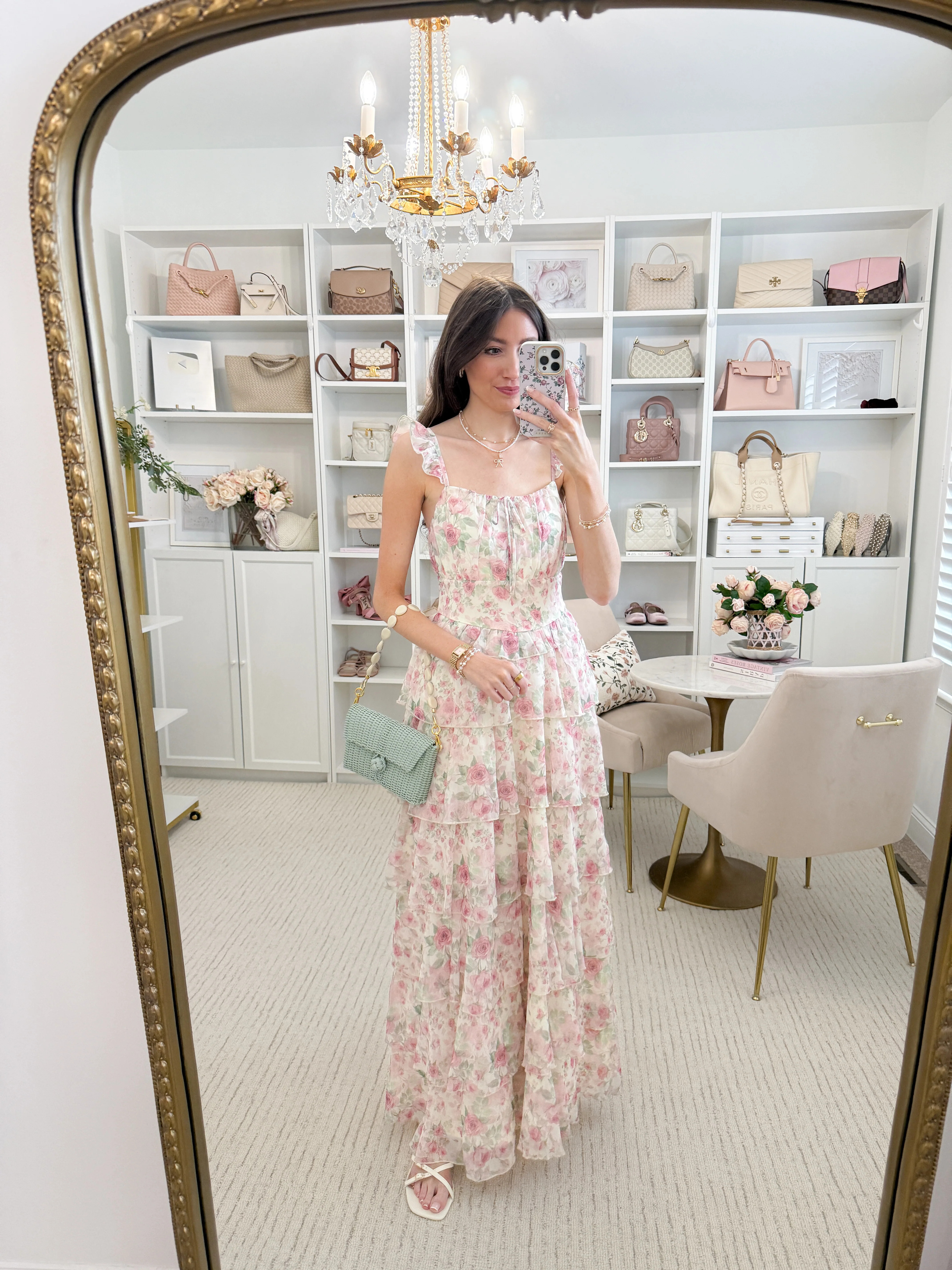 Pink Rose Ruffle Maxi Dress | Carin Rose