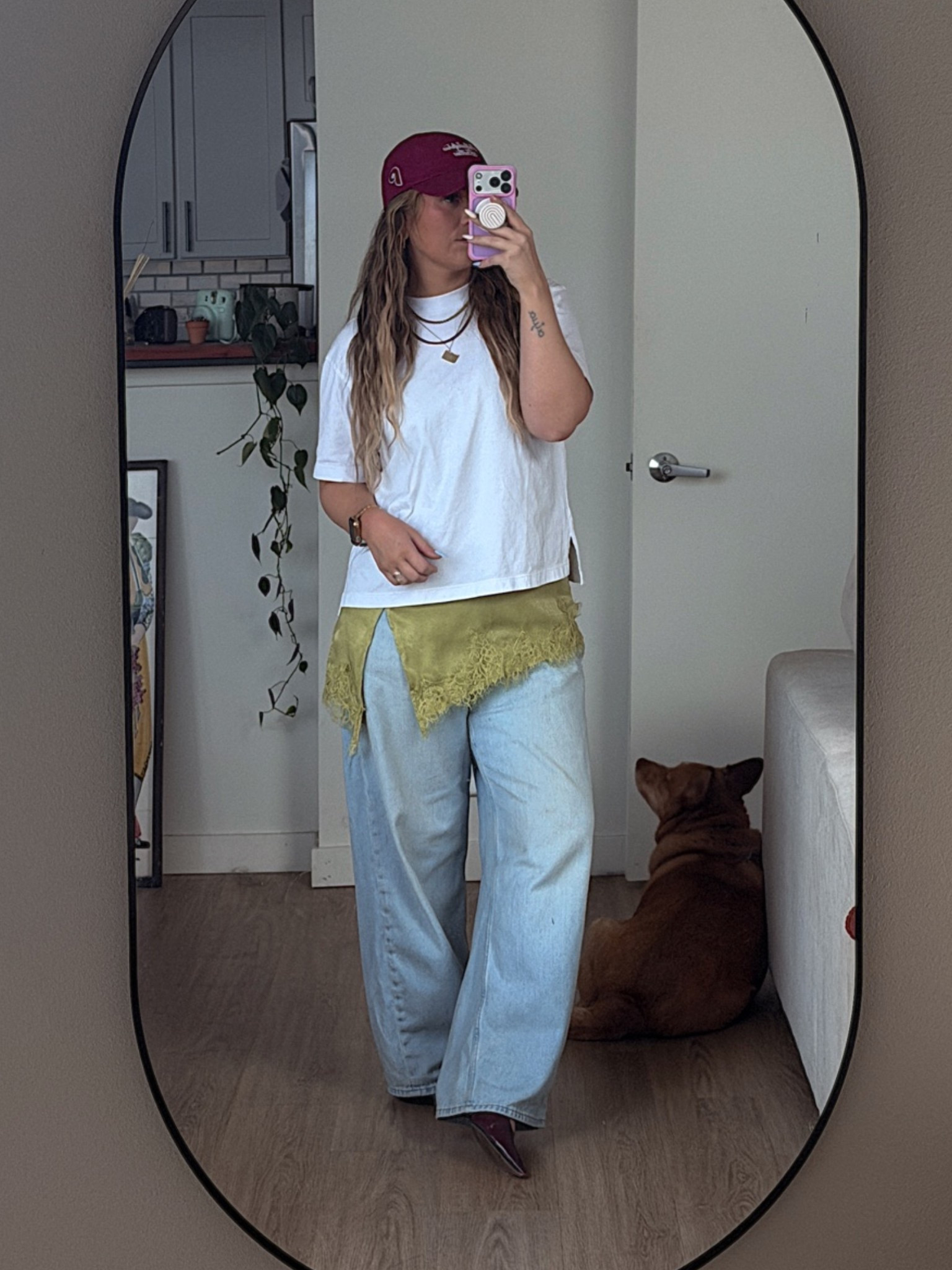 tee and jeans - uniqlo
lace cami - old navy
heels - target
hat - mitchell and ness

#LTKWorkwear #LTKSeasonal #LTKootd