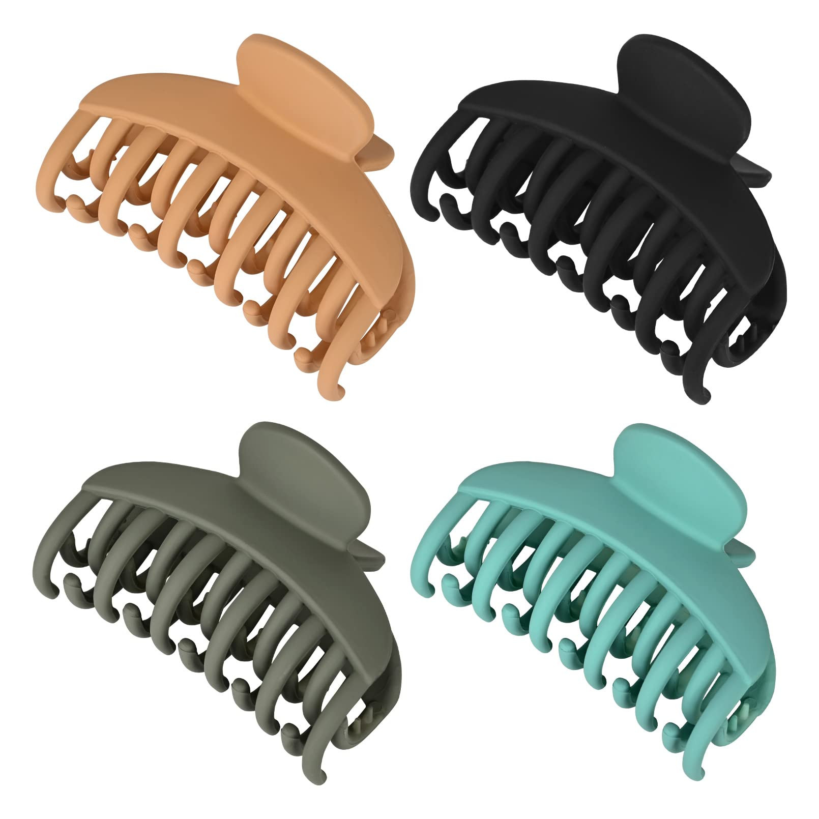 DEEKA 4 PCS Double Row Teeth Hair Claw Clips 2.5" Medium Hair Clips for Thin Hair Small Matte Cli... | Amazon (US)