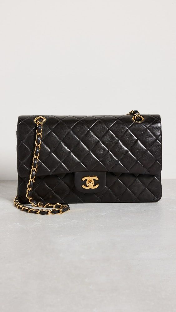 What Goes Around Comes Around Chanel Black Lambskin Flap Bag | Shopbop | Shopbop