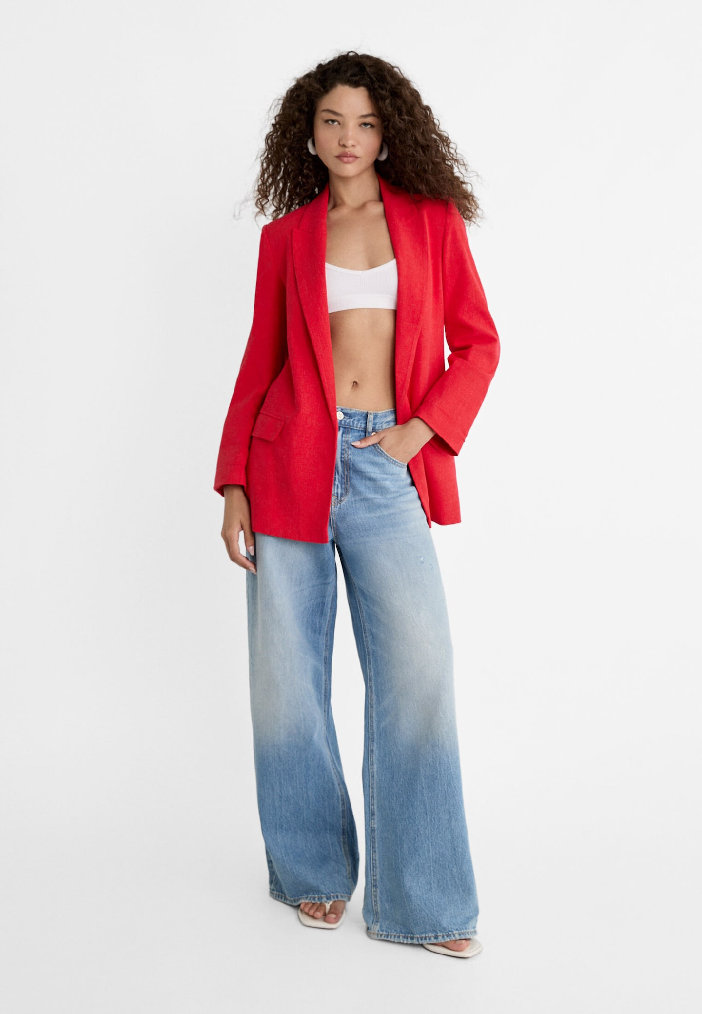 Offener fließender Blazer mit Leinenanteil | Stradivarius DE