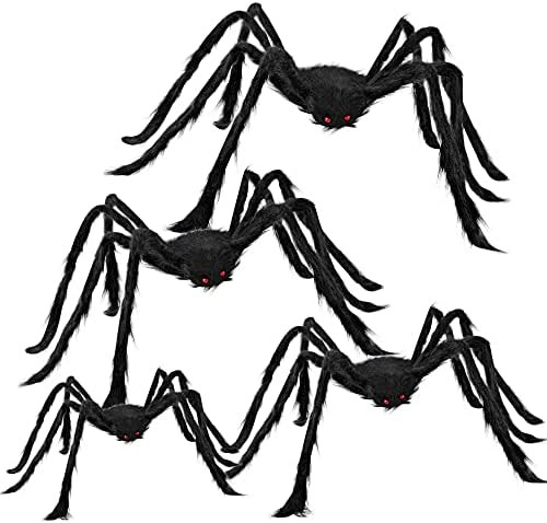 Amazon.com: 4 Pcks Halloween Outdoor Decorations Hairy Spider Set, Realistic Scary Fake Spider Ha... | Amazon (US)