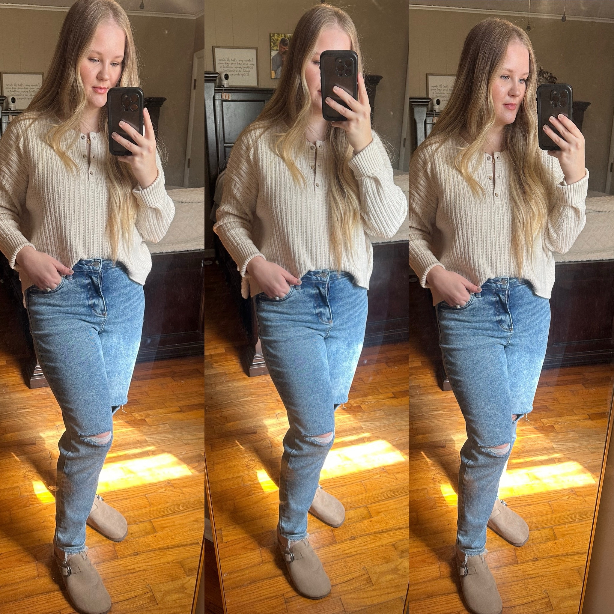 Best mom jeans I’ve found so far! Size 6 true to size comfiest and softest knit sweater too! 🍂😍  

#LTKU #LTKShoeCrush #LTKStyleTip