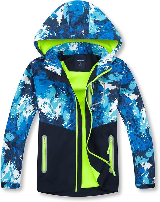 MGEOY Boys Girls Rain Jacket Lightweight Waterproof Hooded Fleece Lined Raincoat Windbreakers for... | Amazon (US)