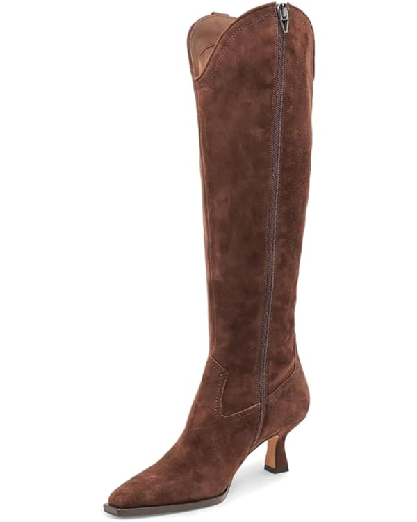 DOBOYG Knee High Boots for Women Kitten Low Heel Pointed Toe Tall Boots Suede Fall Winter Long Bo... | Amazon (US)