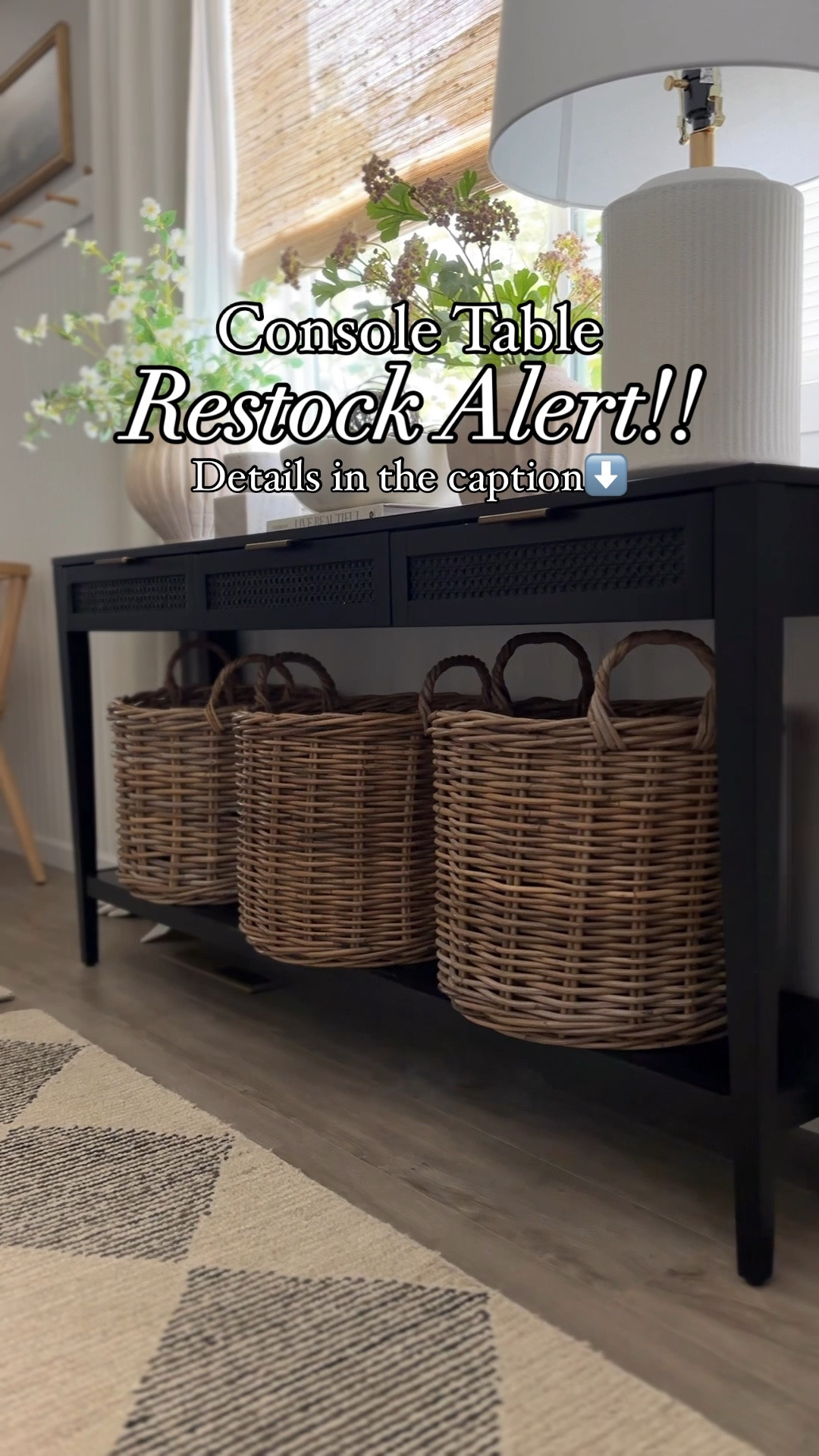 Our console table is back in stock in all 3 colors and 15% off!! 

Black console table, studio McGee decor, target home decor, woven basket, Chris Loves Juliax Loloi rug,  checkered rug, ceramic white lamp, brass full length mirror, wood hearth and hand bench, lumbar pillow, scalloped bowl, spring stems, ceramic vases, pink flower stems, white flower stems 


#LTKHome #LTKStyleTip #LTKSaleAlert
