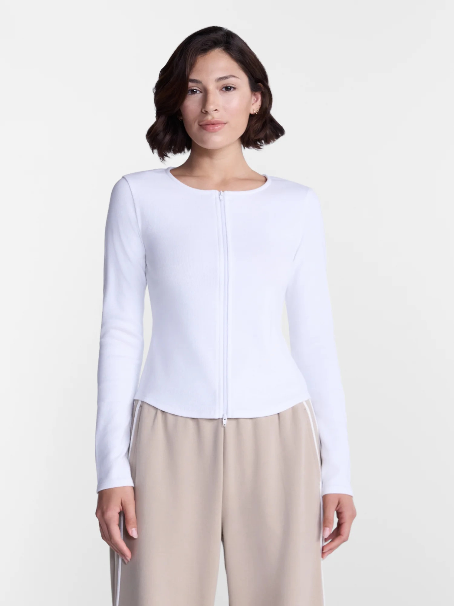 Avia Women's Ribbed Zip Front Cardigan with Long Sleeves, Sizes XS-XXXL | Walmart (US)