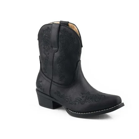 Roper Womens Riley Shorty Scroll Embroidered Snip Toe Cowboy Ankle Boots | Walmart (US)