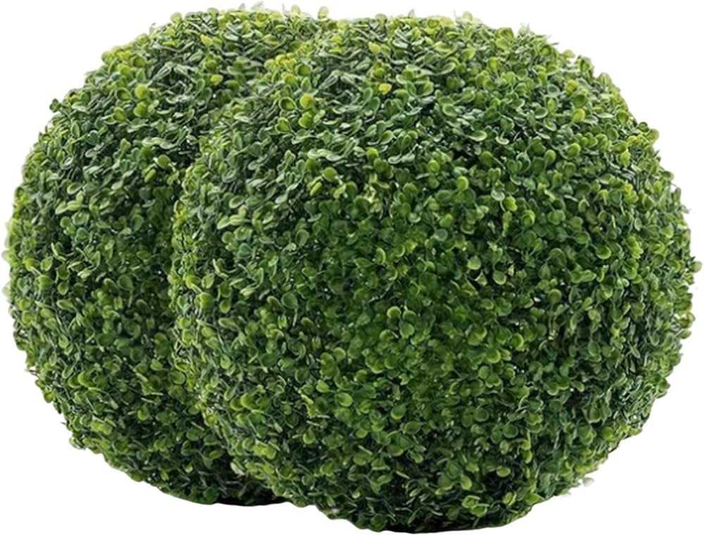 Artificial Plant Topiary Ball 2 Pcs 9 Inch Faux Green Round Leaf Artificial Plant Balls Indoor Ou... | Amazon (US)