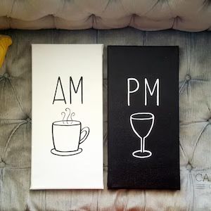 AM/PM Set Wine and Coffee Sign Wine and Coffee Decor | Etsy | Etsy (US)