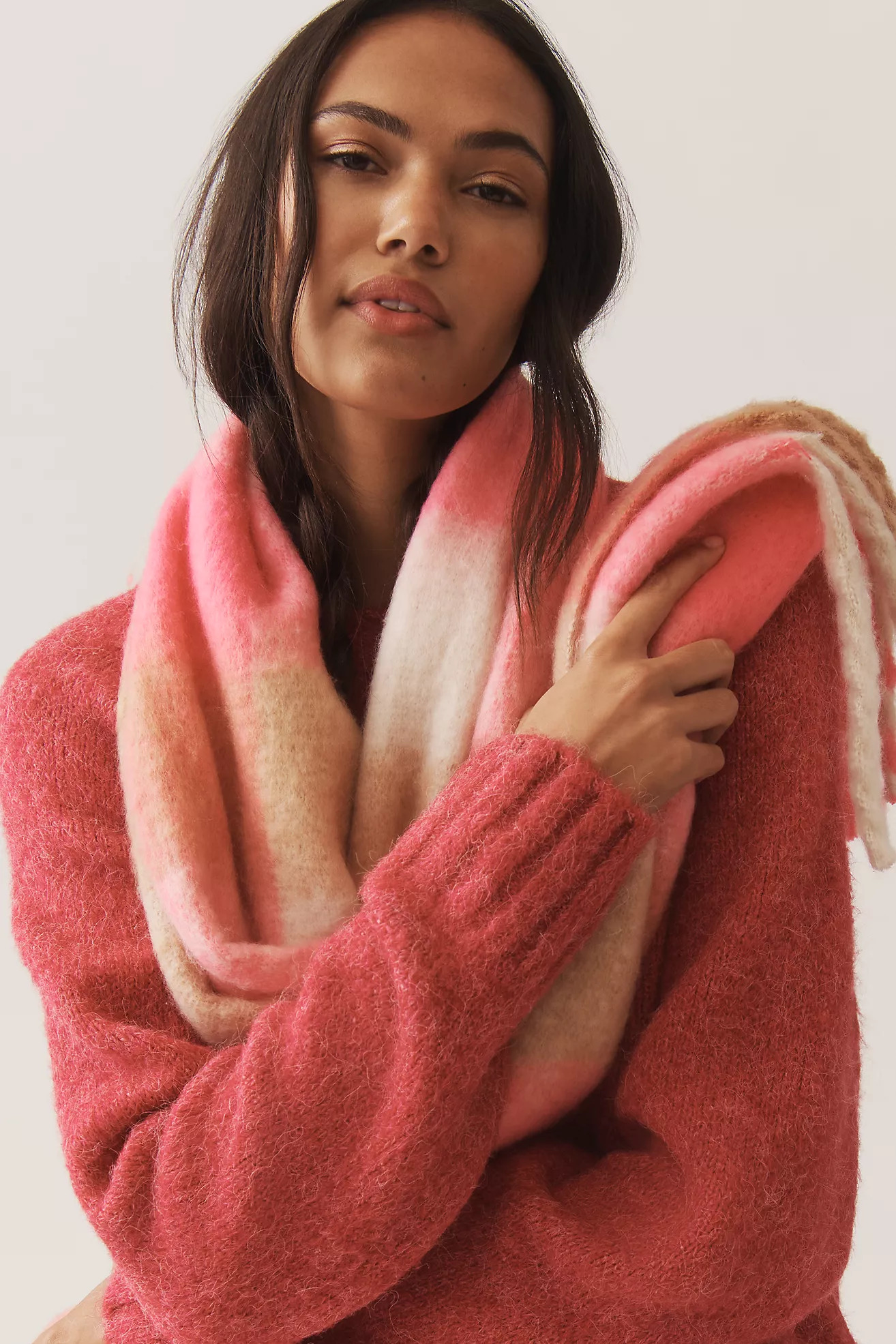 Maeve Plaid Fringe Scarf | Anthropologie (US)