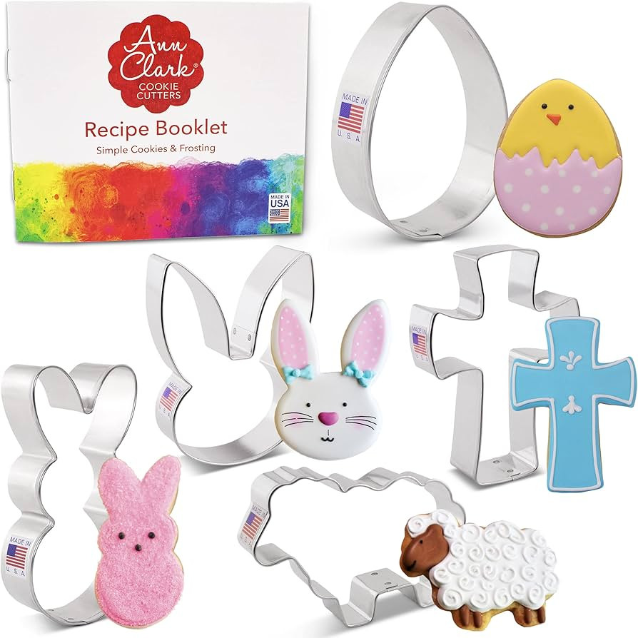 Easter Cookie Cutters 5-Pc. Set Made in USA by Ann Clark, Easter Egg, Easter Bunny, Bunny Face, H... | Amazon (US)