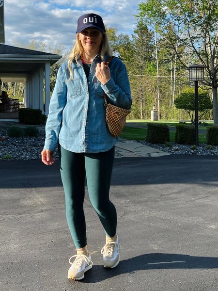 Weekend outfit - beyond yoga leggings and top matching set, Levi’s chambray button down, Clare v hat and bag, Anthropologie beaded necklace, madewell veja sneakers, bombas no show socks

See more everyday casual outfits over on CLAIRELATELY.com 

#LTKOver40 #LTKFindsUnder100 #LTKSaleAlert