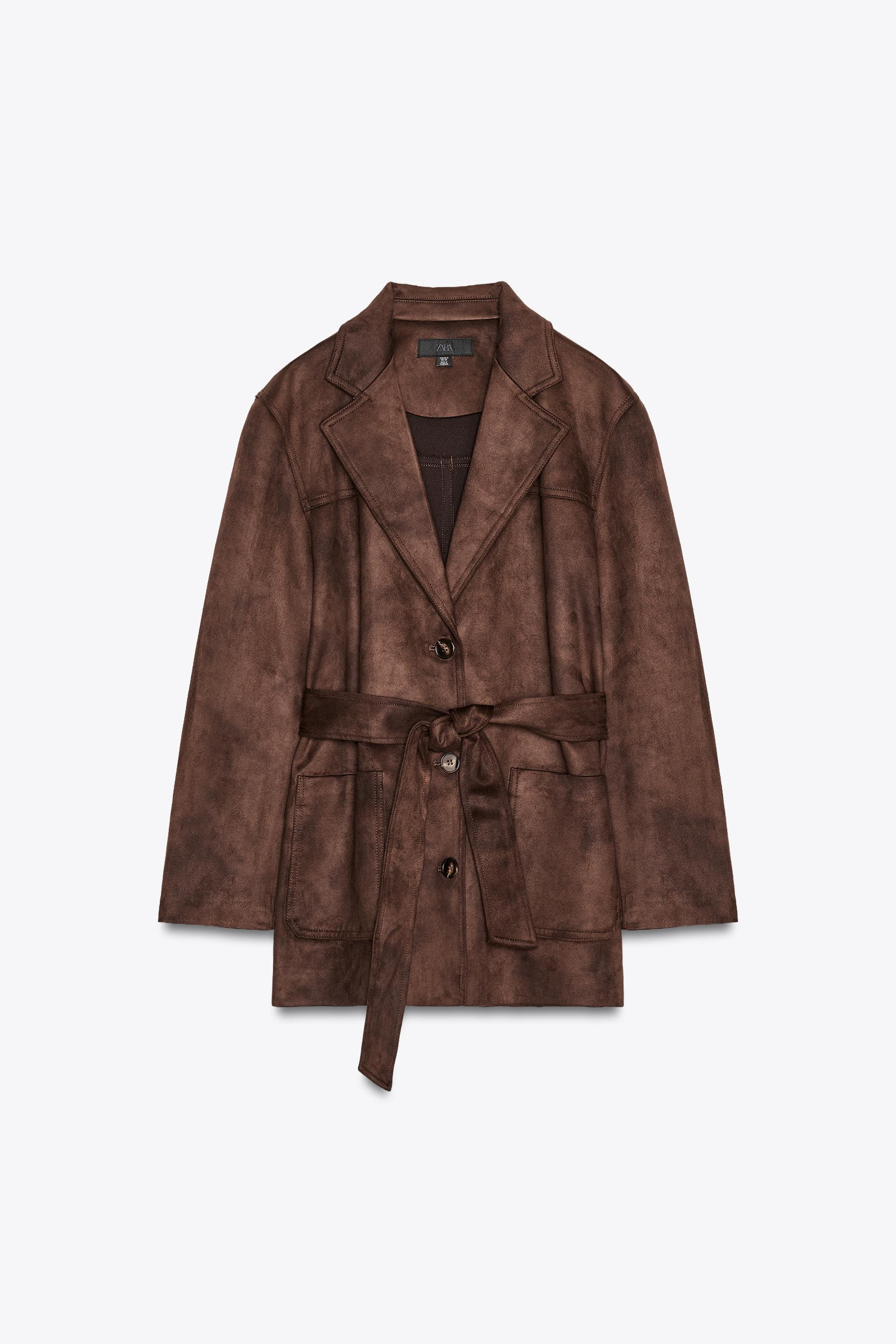 BELTED FAUX SUEDE JACKET | Zara US
